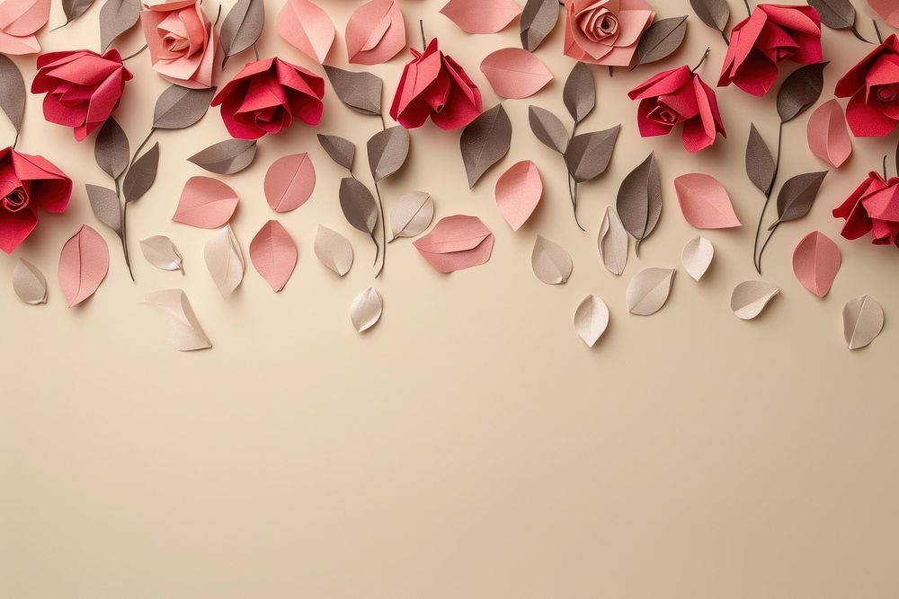 Rose petals plants border flower art paper.