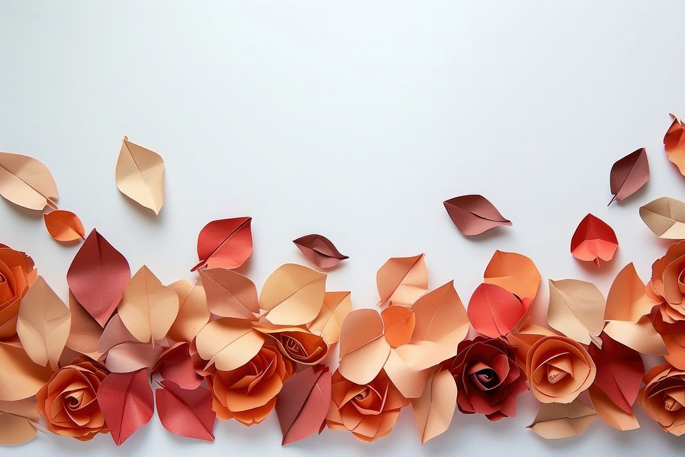 Rose petals plants border flower art origami.