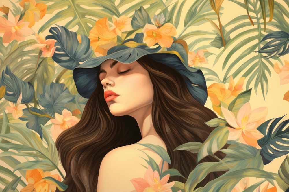 Realistic hand drawing woman portrait Premium Photo Illustration