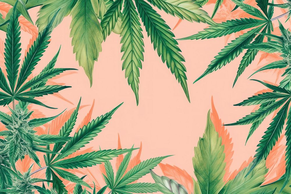 Realistic hand drawing of cannabis backgrounds pattern plant.