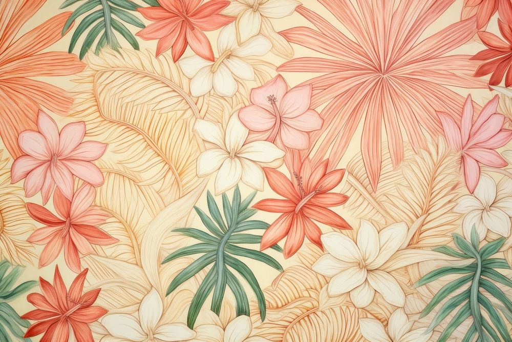 Vintage drawing of tile pattern backgrounds texture flower.