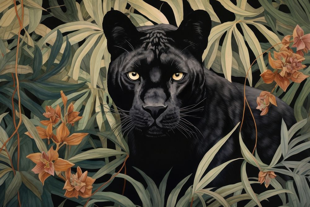 Black panther wildlife animal mammal.