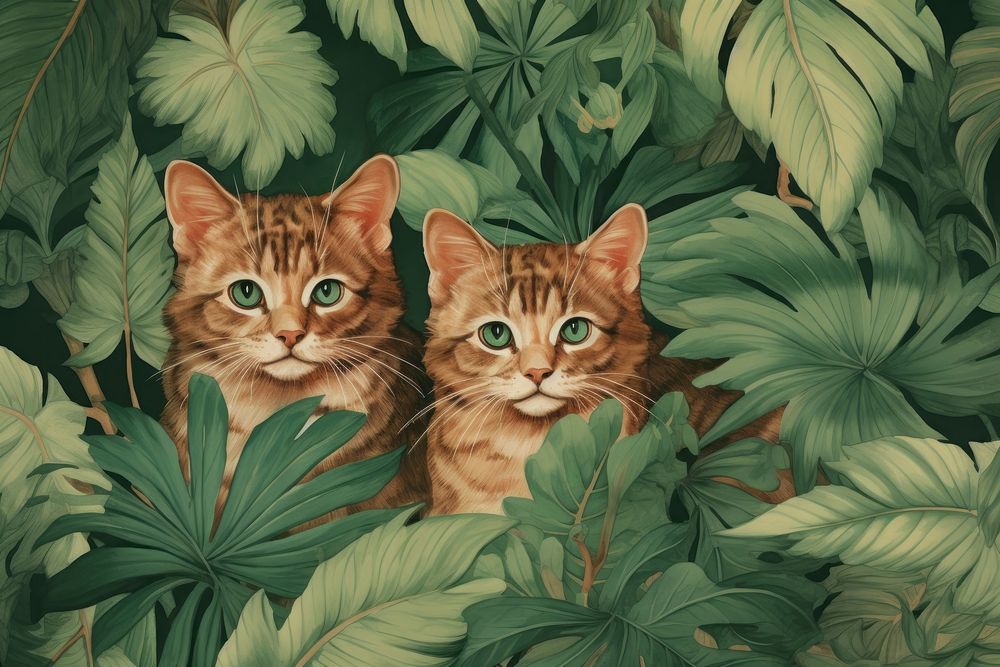 Cat pattern green backgrounds animal.