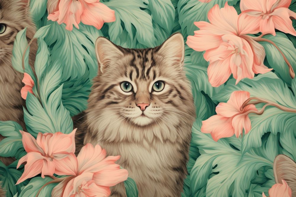 Cat pattern flower backgrounds animal.
