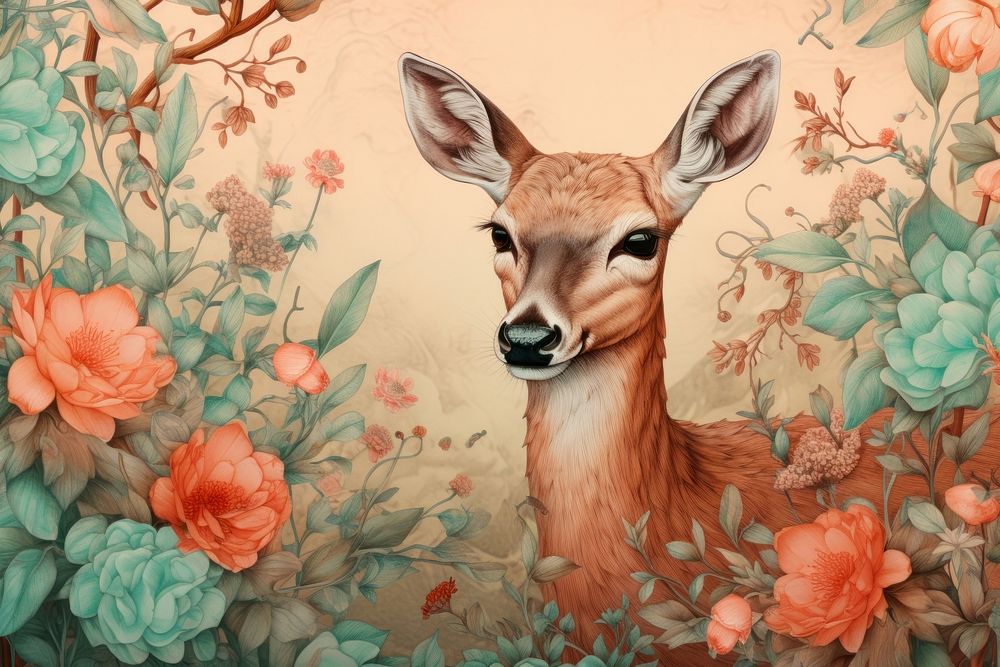 Deer wildlife painting animal.