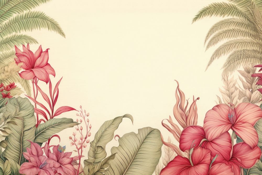 Vintage drawing of leaf border flower backgrounds pattern.