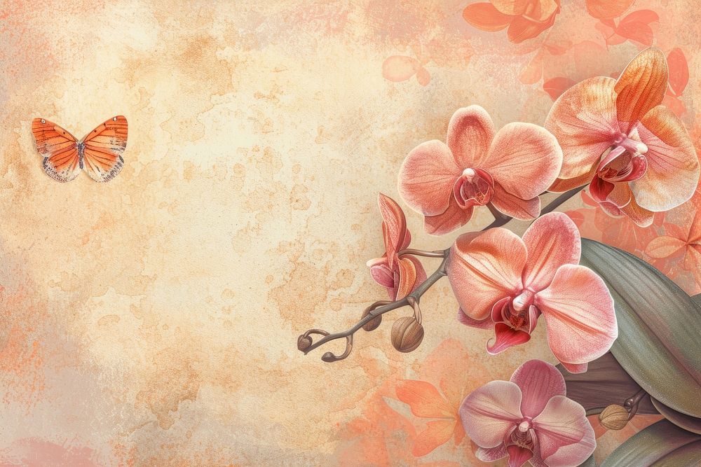 Orchid flower and butterfly backgrounds plant petal.