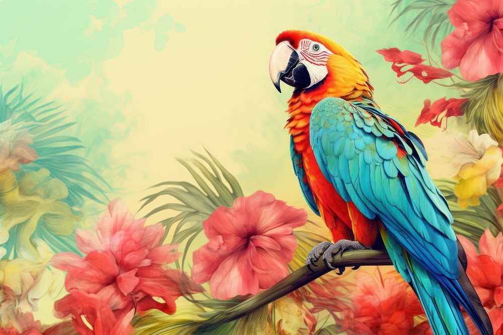 Parrot animal flower bird.