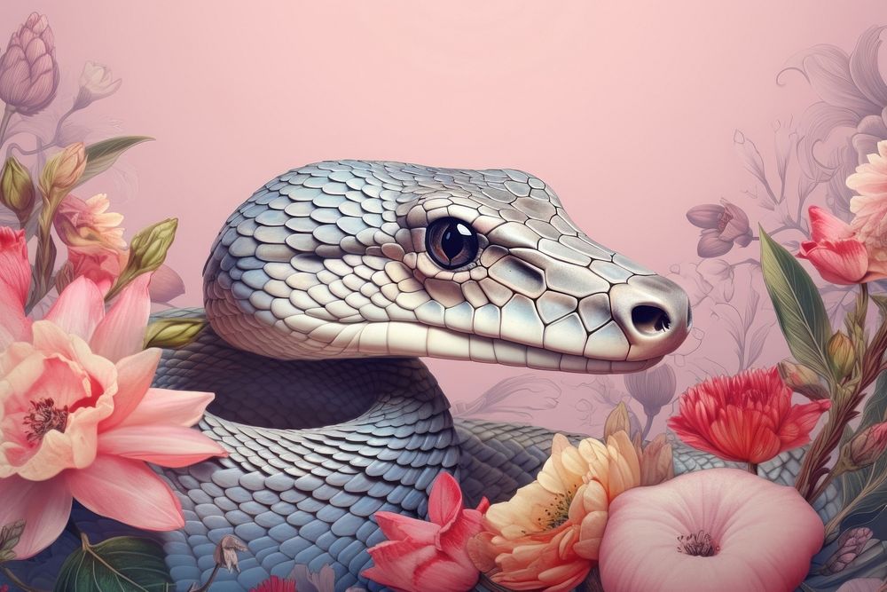 Snake flower reptile animal.