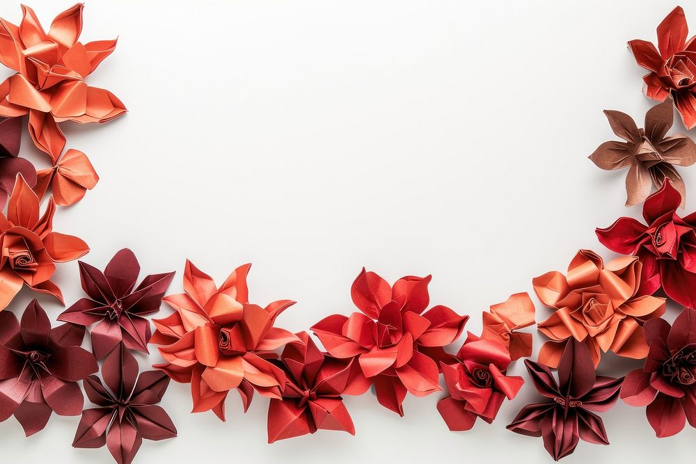 Red flower border art origami plant.