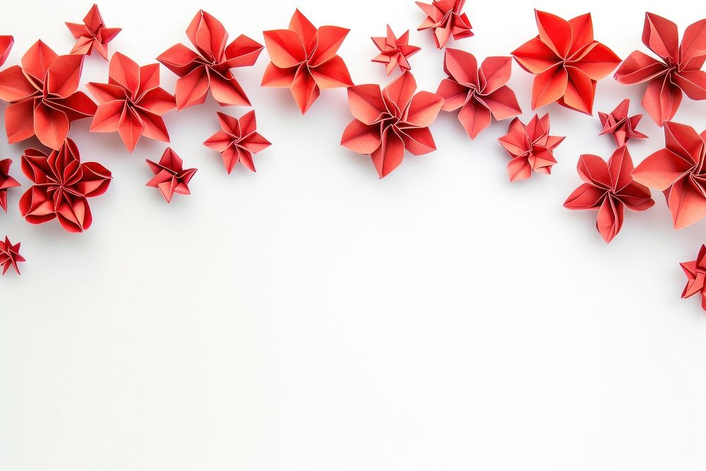Red flower border backgrounds origami petal.