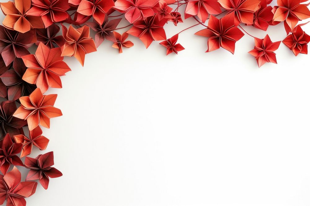 Red flower border origami paper art.