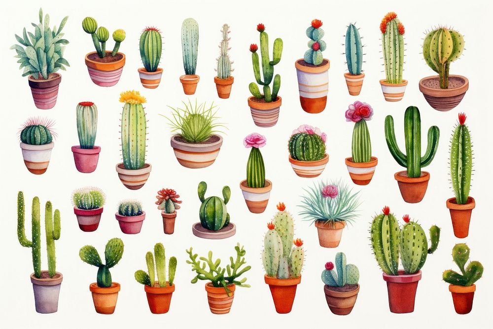 Background cactus garden plant arrangement collection.