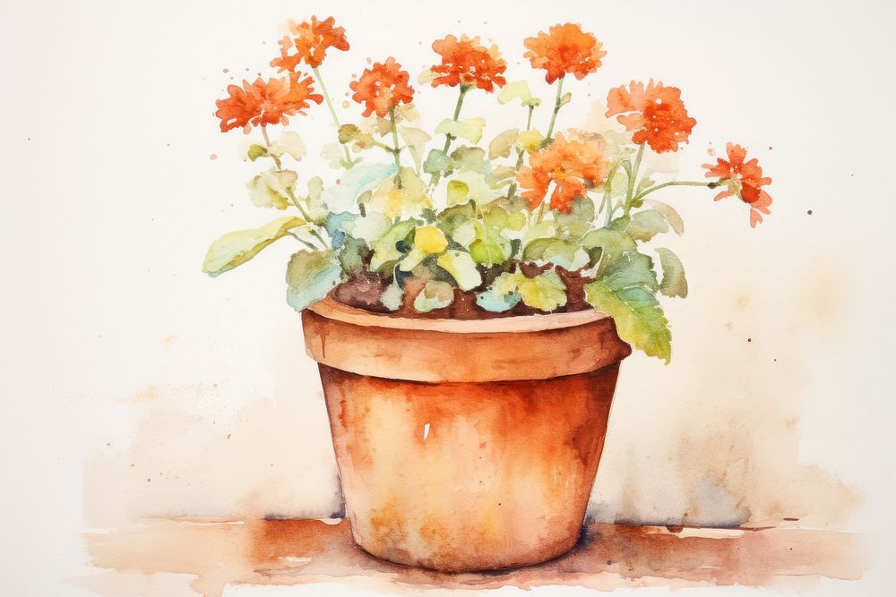 Background flower pot painting plant creativity.