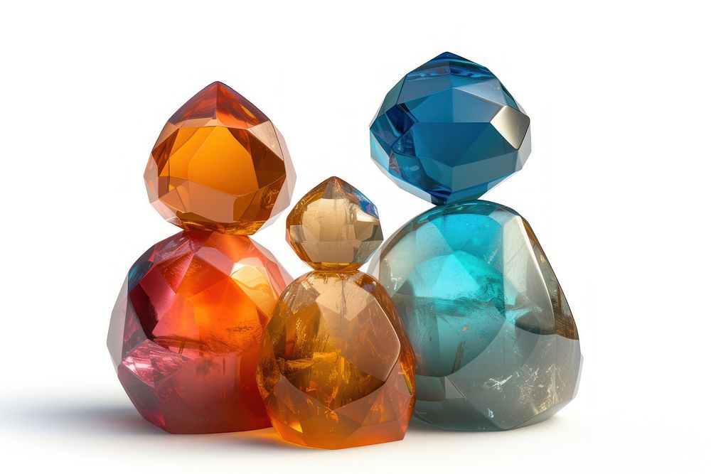 Three people family gemstone jewelry crystal.