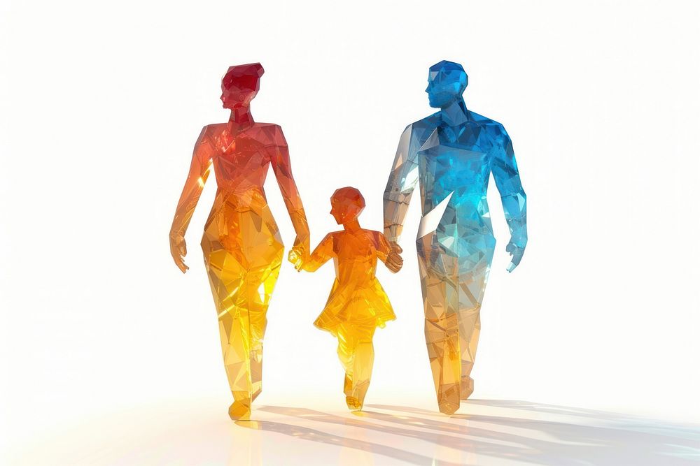 Three people family adult togetherness silhouette.
