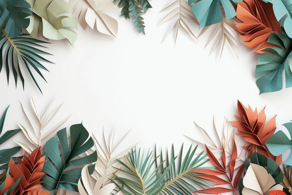 Tropical plants border art backgrounds origami.