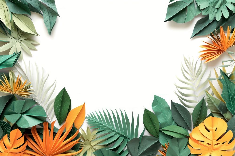 Tropical plants border backgrounds pattern origami.