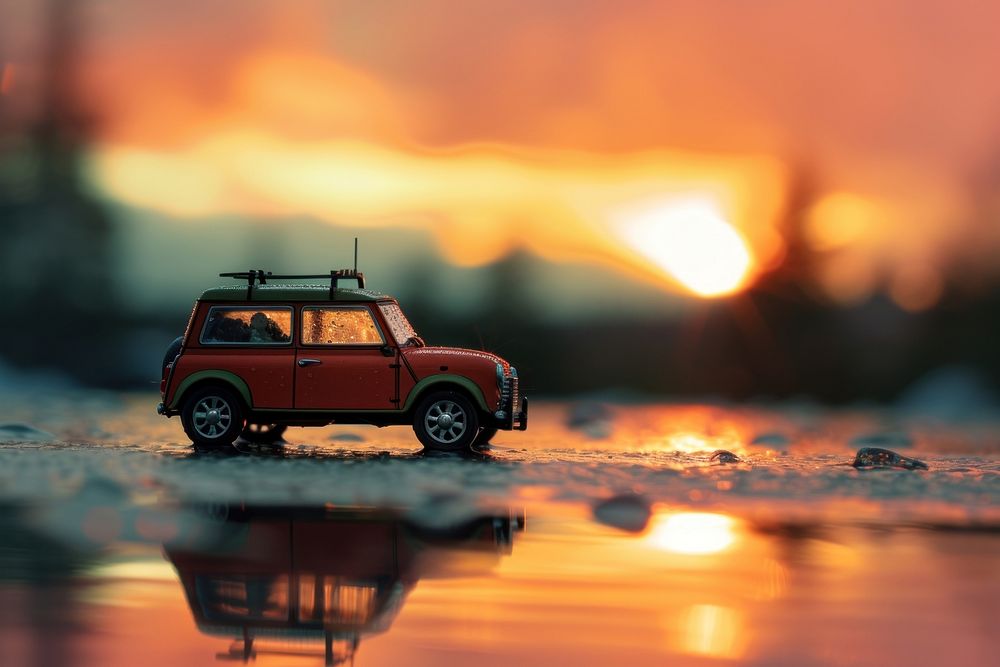 Sunset outdoors vehicle car.