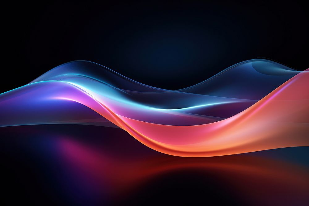 Colorful wavy object on dark background futuristic technology abstract.