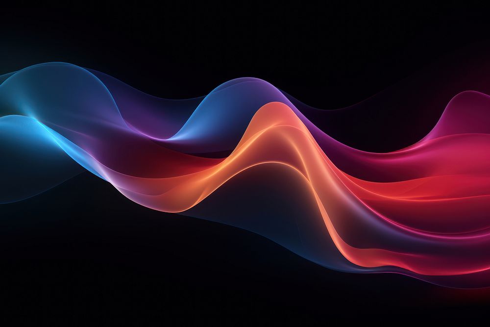 Colorful wavy object on dark background backgrounds futuristic technology.