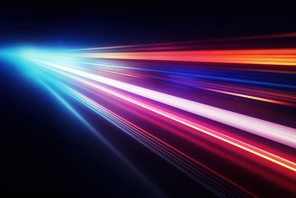 Colorful light trails on dark background backgrounds futuristic technology.