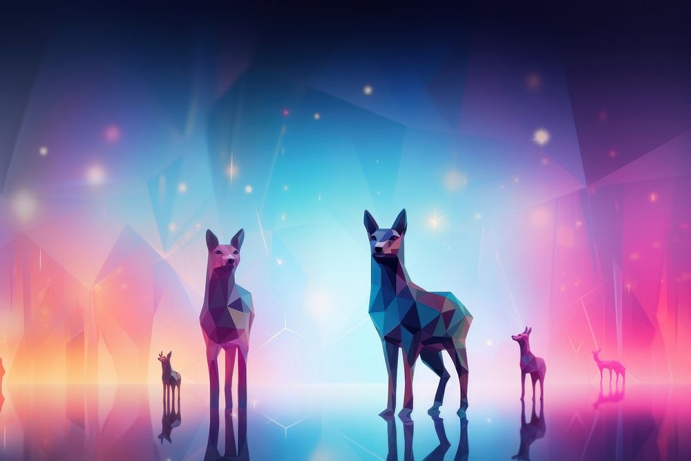 Digital animals on bright background futuristic mammal purple.