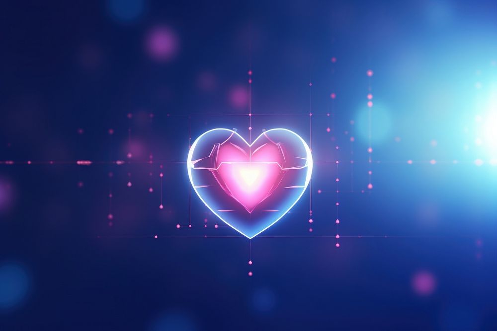 Digital heart shape on bright background backgrounds futuristic abstract.