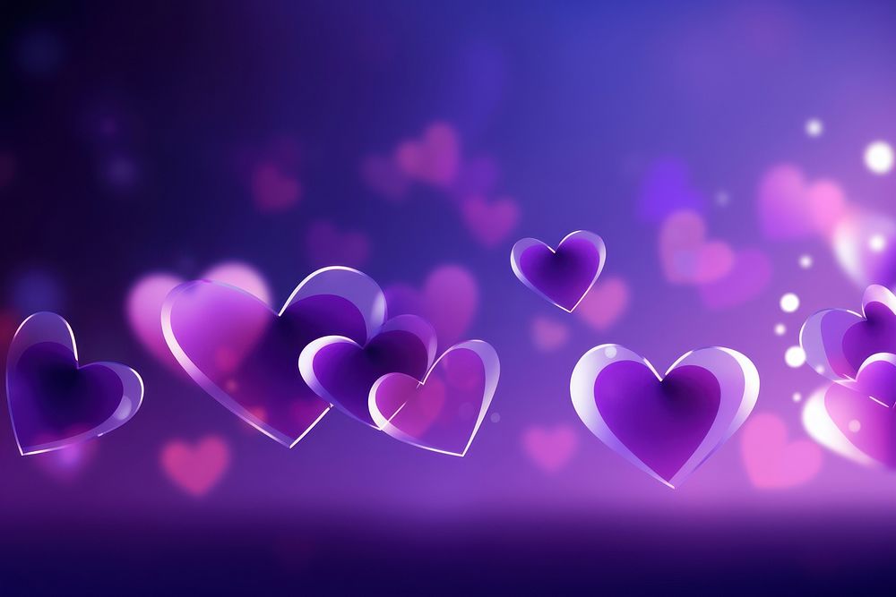 Digital hearts on purple background backgrounds abstract illuminated.