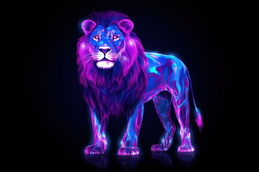 Lion full body purple mammal animal.