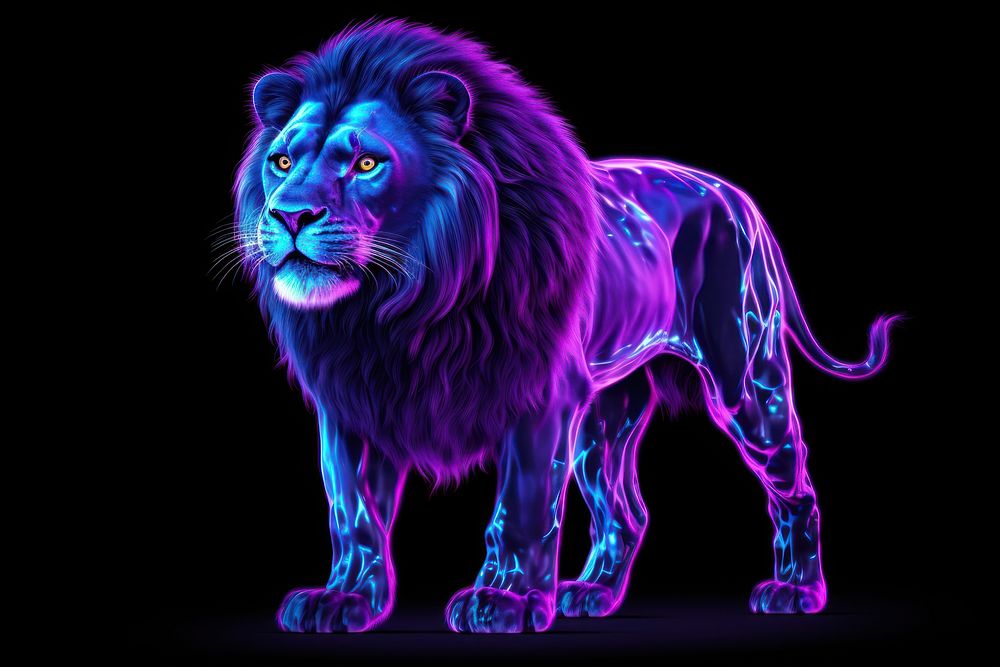 Lion full body mammal animal purple.