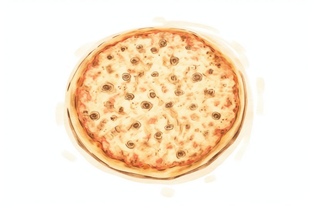Antique of pizza bread food white background.