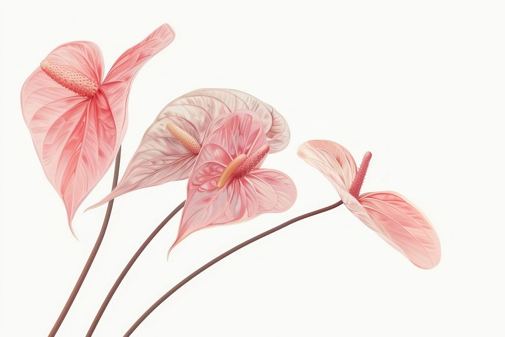 Botanical illustration anthurium flower petal plant.