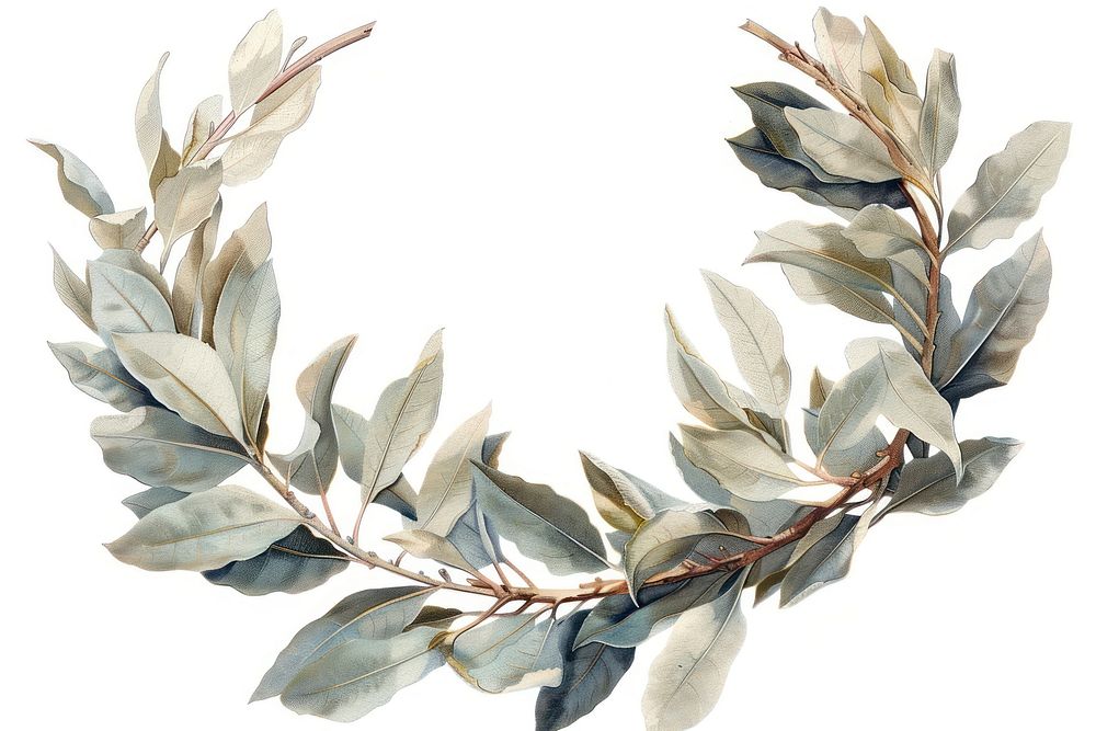 Botanical illustration laurel wreath plant leaf accessories.