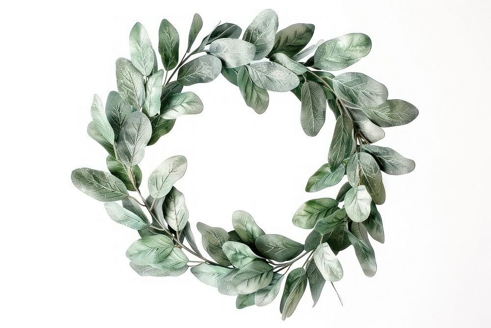 Botanical illustration laurel wreath plant leaf pattern.