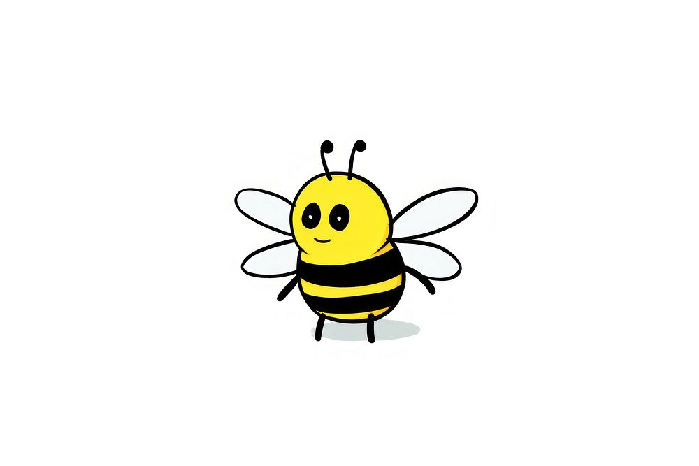 Cartoon flat illustrations bee animal insect white background.