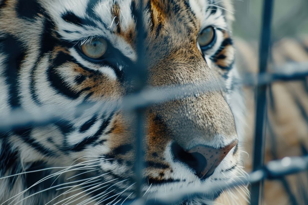 Tiger in the zoo cage wildlife animal mammal.