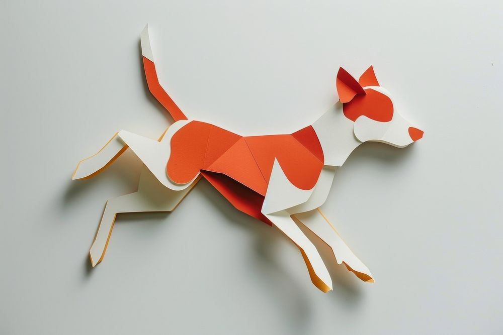 Dog jumping art origami animal.