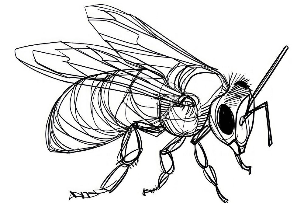 Continuous line drawing bee animal insect invertebrate.