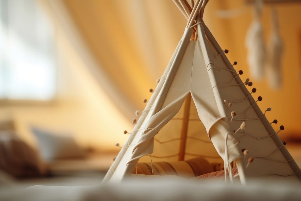 Handmade teepee in a room architecture furniture tent.