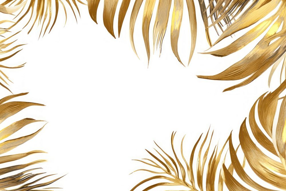 Monstera leaves border frame backgrounds pattern gold.