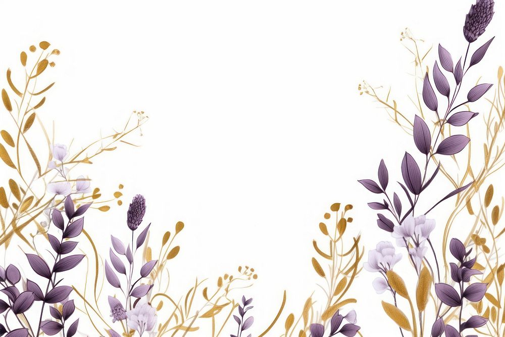 Lavender flowers border frame backgrounds pattern drawing.