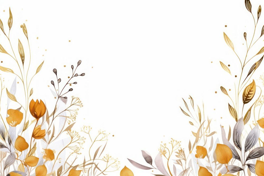 PNG Wild flowers frame backgrounds pattern gold.
