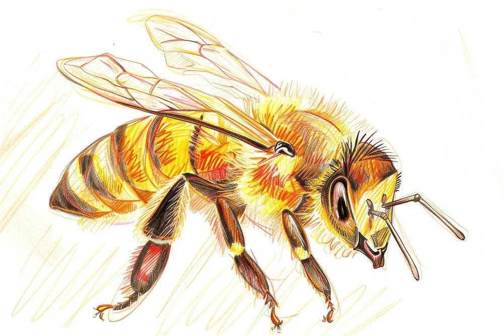Hand-drawn sketch bee animal insect hornet.