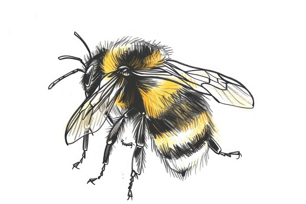Hand-drawn sketch bee animal insect invertebrate.