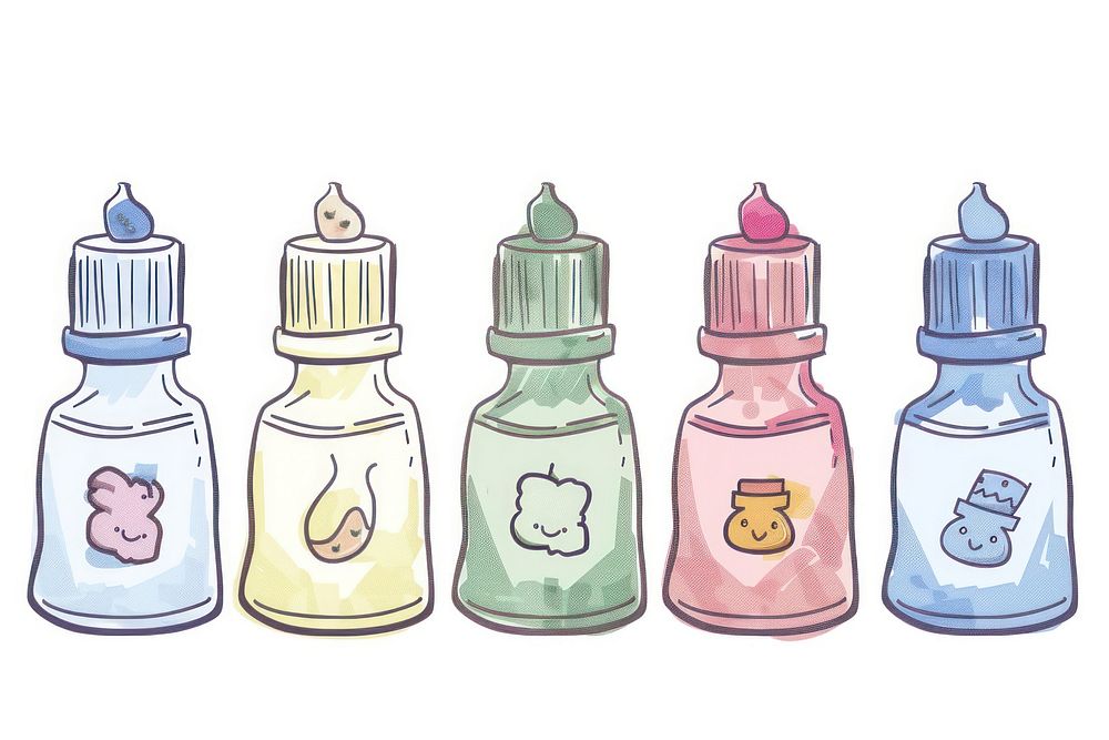 Hand-drawn sketch essential oils bottle creativity drinkware.