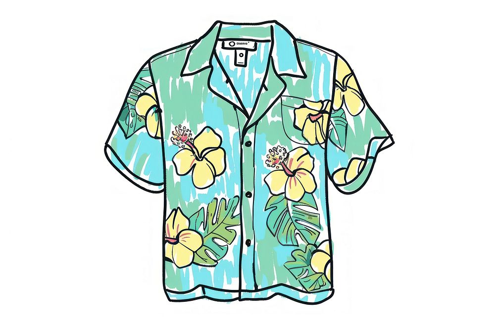 Hand-drawn sketch retro hawaiian shirt pattern creativity outerwear.