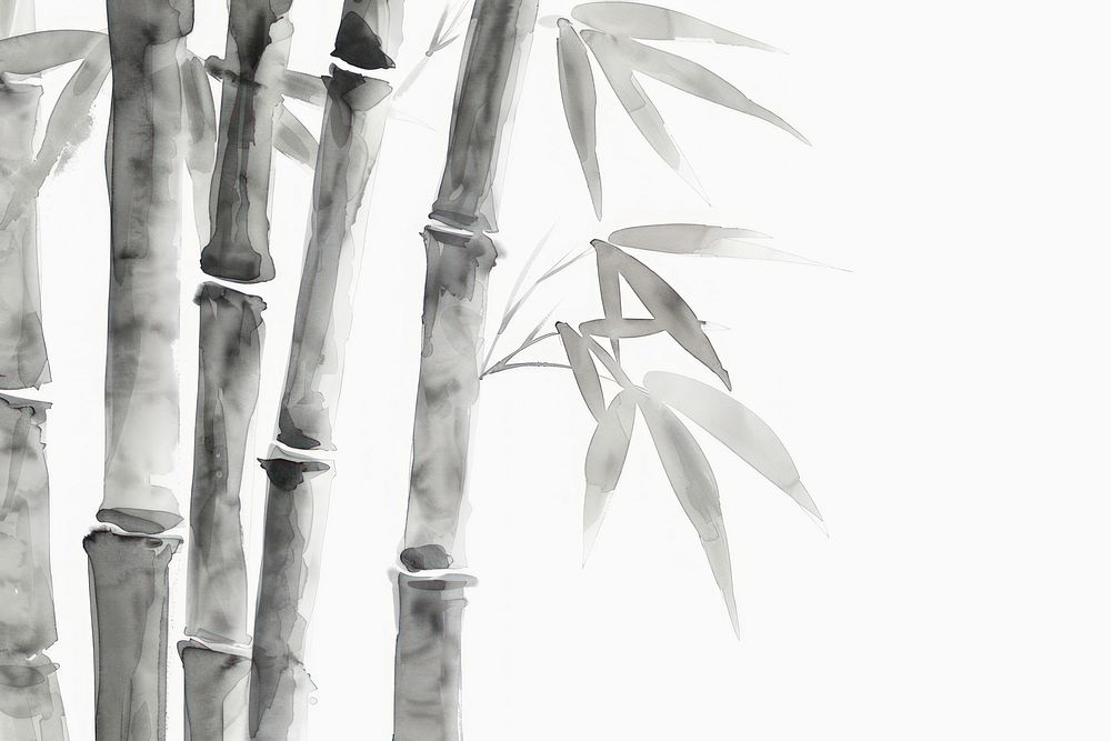 Monochromatic bamboo backgrounds plant drawing.