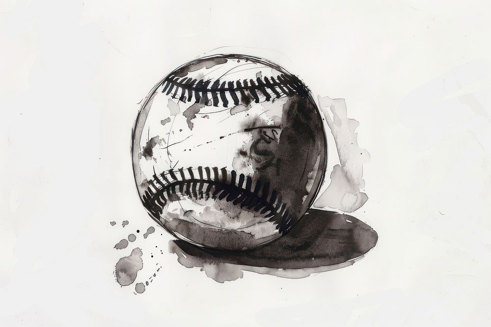 Monochromatic baseball drawing sphere sketch.
