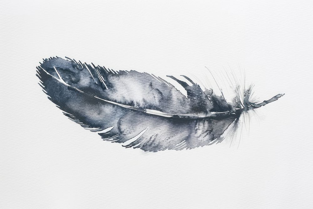 Monochromatic feather drawing sketch bird.